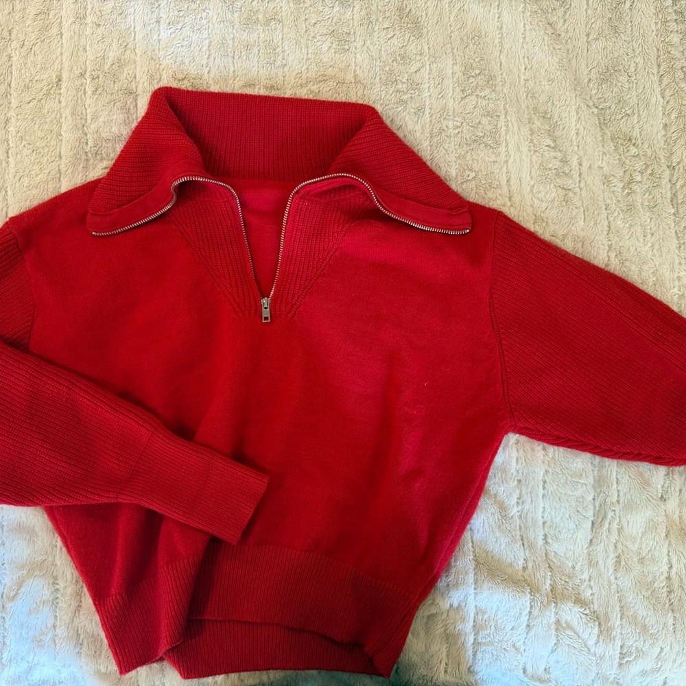 Cider Red Cowl Neck Sweater Vibrant Knit